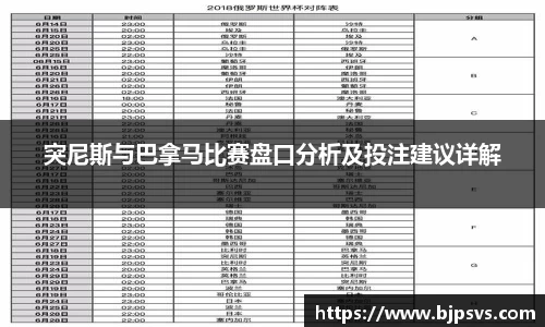 突尼斯与巴拿马比赛盘口分析及投注建议详解